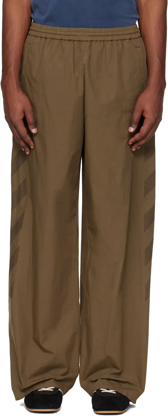 Brown Diagonal Cotton Track Pants by OFF-WHITE