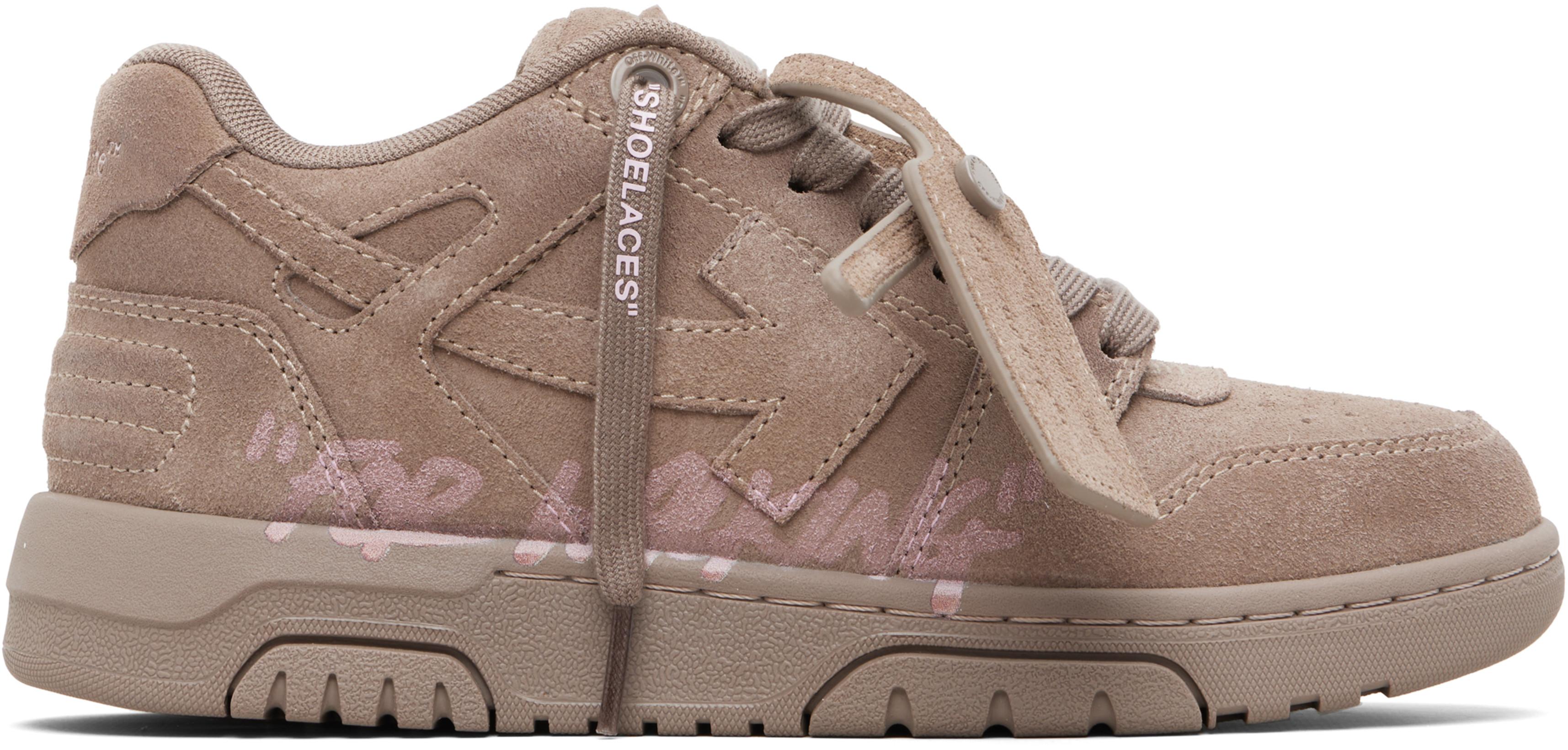 Brown Out Of Office "For Walking" Suede Sneakers by OFF-WHITE