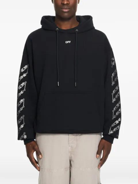 Chain Arrow Diagonal drawstring hoodie by OFF-WHITE Chain Arrow Diagonal drawstring hoodie by OFF-WHITE