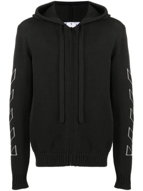 Diag Outline knitted zip-up hoodie by OFF-WHITE