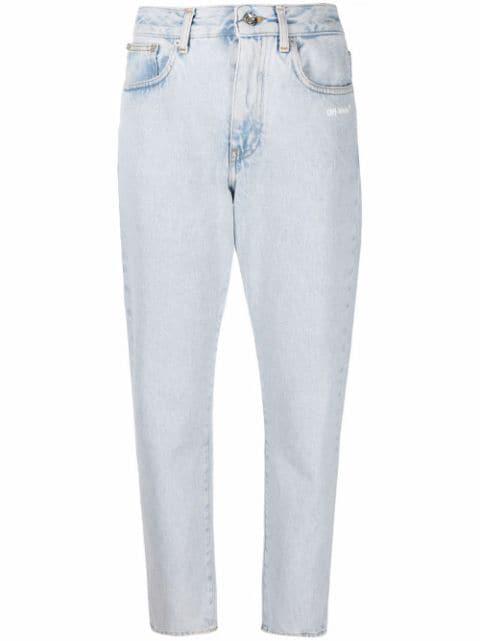 Diag-print cropped jeans by OFF-WHITE