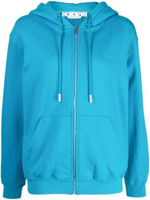 Diag-print zip-front hoodie by OFF-WHITE
