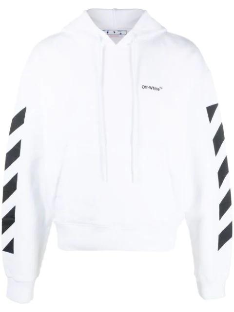 Diag-stripe cotton hoodie by OFF-WHITE