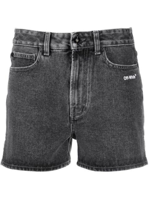 Diag-stripe denim shorts by OFF-WHITE