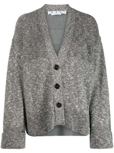Diag-stripe mélange-effect cardigan by OFF-WHITE