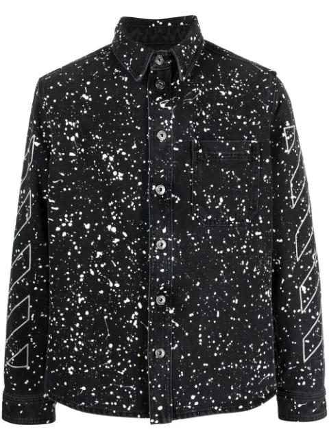 Diag-stripe paint-splatter denim shirt by OFF-WHITE