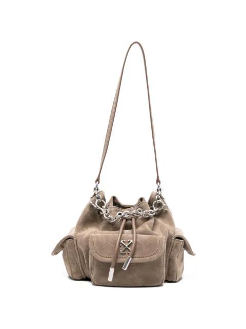 Dumbo.B appliqué chain suede bucket bag by OFF-WHITE
