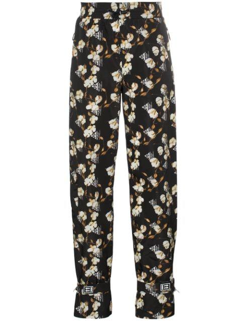 Floral Design Jogger Pants "Black" by OFF-WHITE