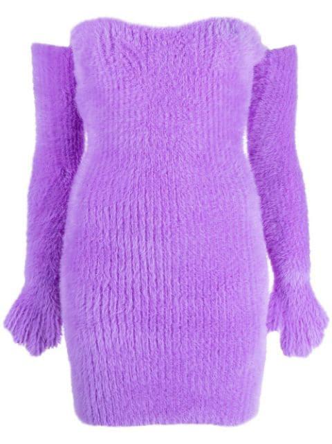 Fuzzy Gloves off-shoulder minidress by OFF-WHITE