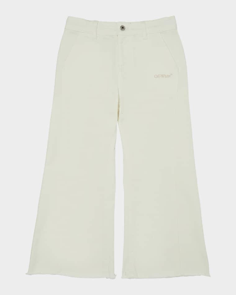 Girl's Bookish Diagonal Striped Denim Jeans, Size 14 by OFF-WHITE
