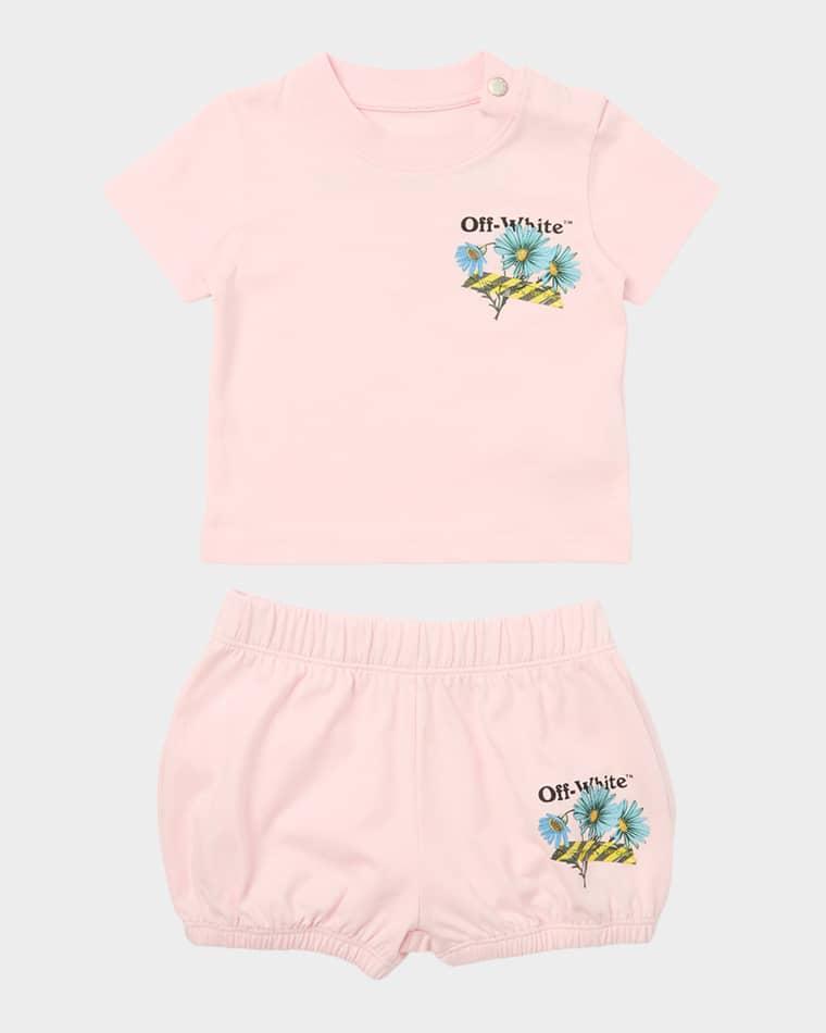 Girl's Daisy Tape Jersey Top & Shorts Set, Size 3M-36M by OFF-WHITE