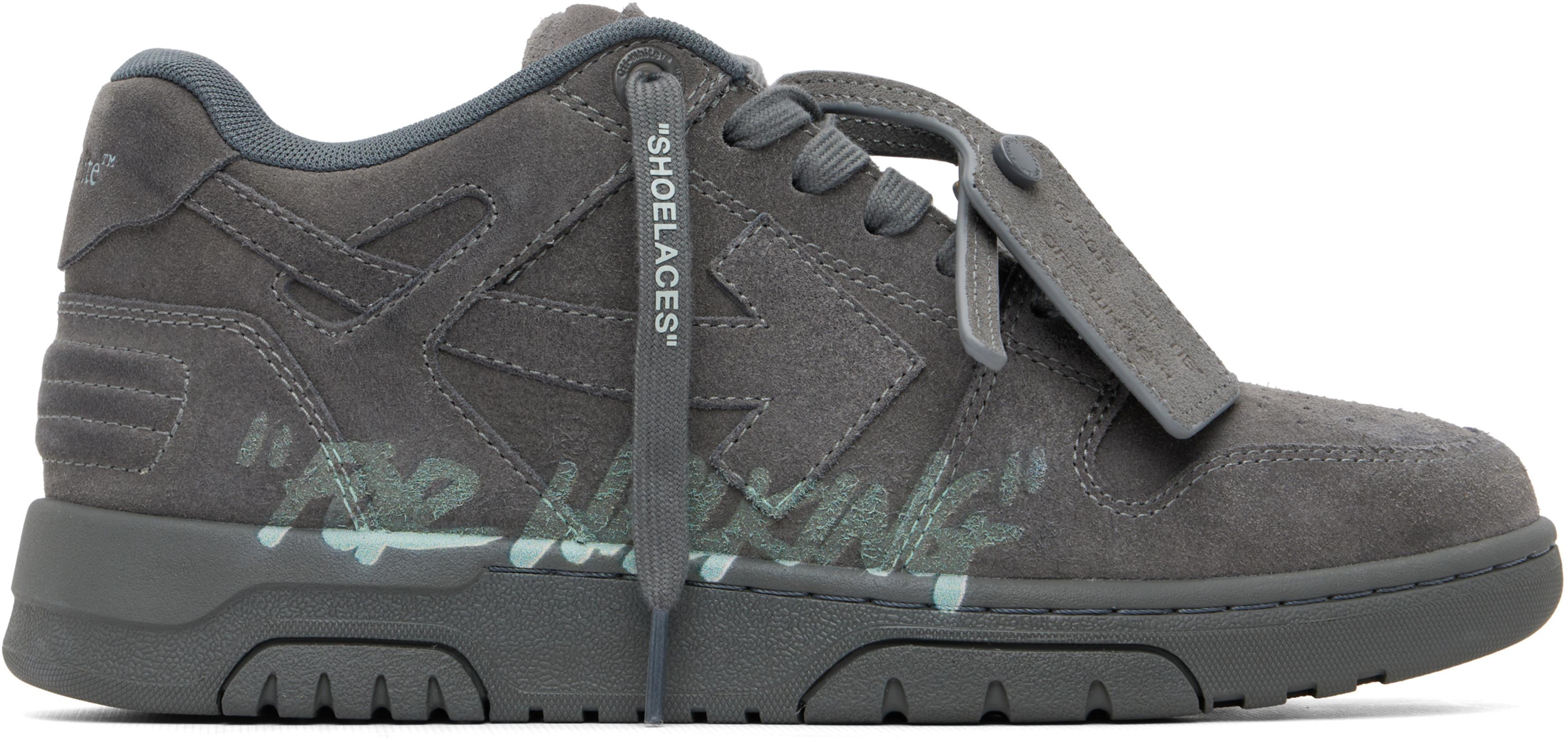 Gray Out Of Office "For Walking" Suede Sneakers by OFF-WHITE