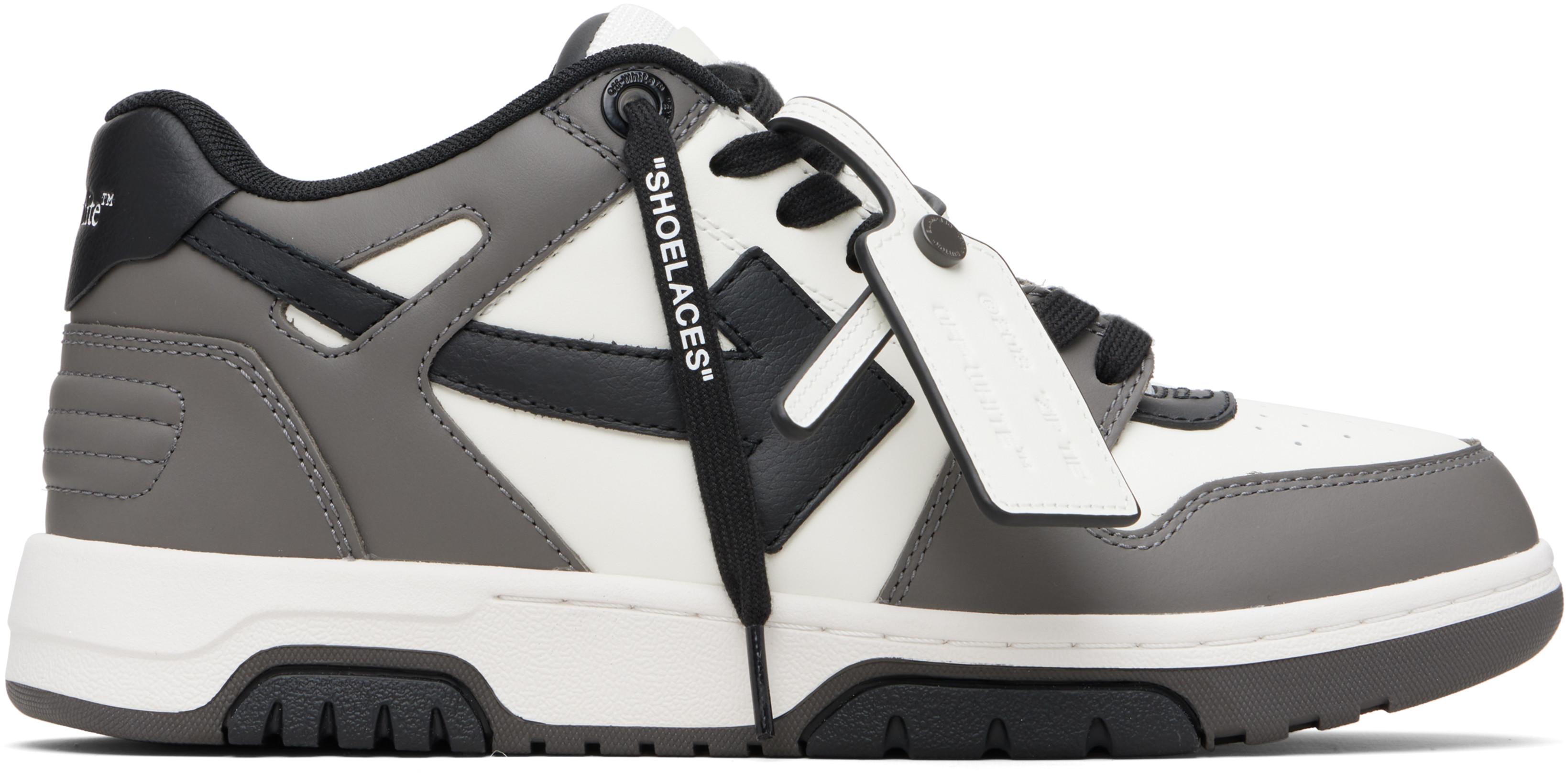 Gray & White 'Out Of Office' Calf Leather Sneakers by OFF-WHITE