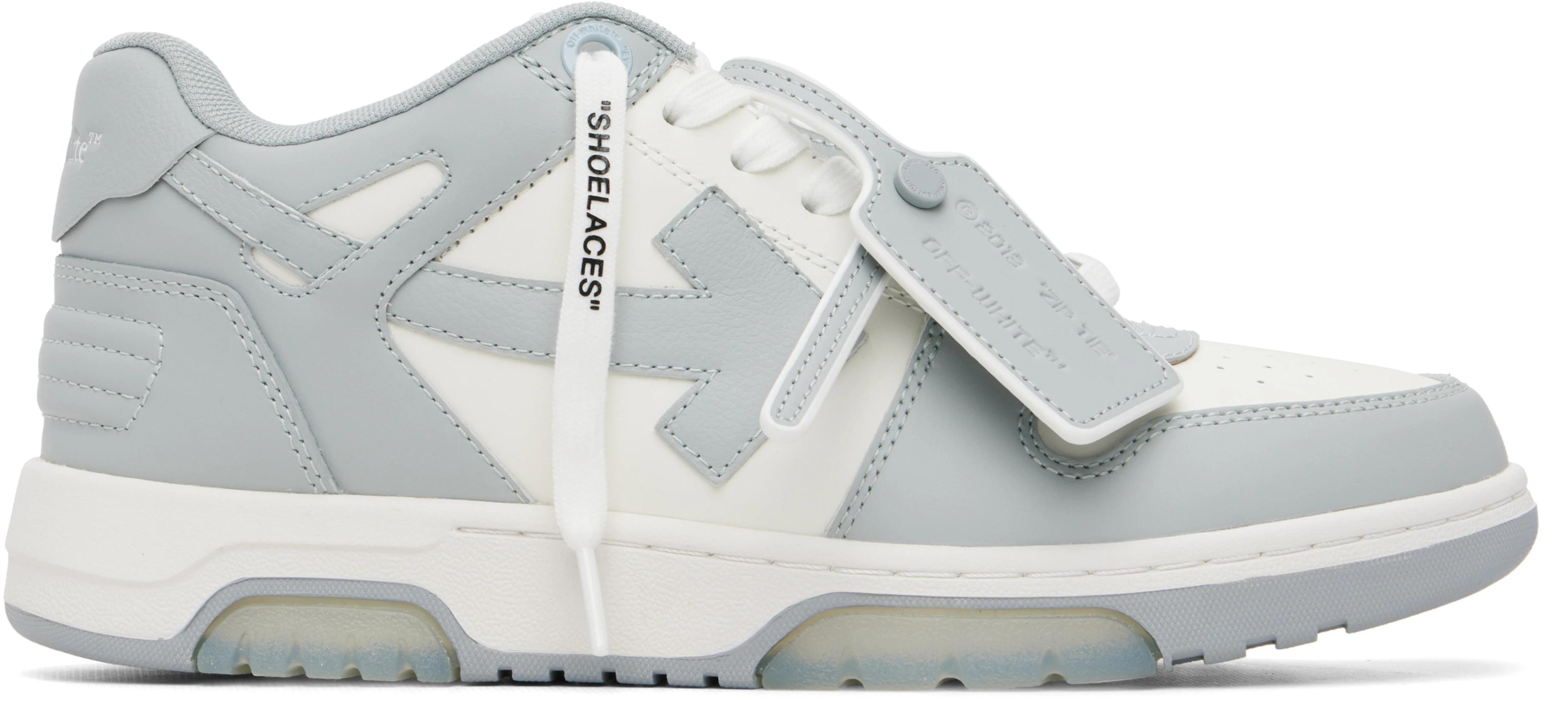 Gray & White 'Out Of Office' Calf Leather Sneakers by OFF-WHITE