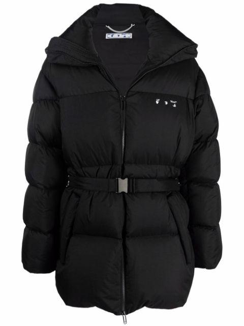Hands Off belted puffer down jacket by OFF-WHITE