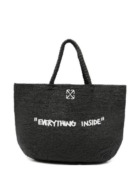 Jitney arrows-motif woven tote bag by OFF-WHITE
