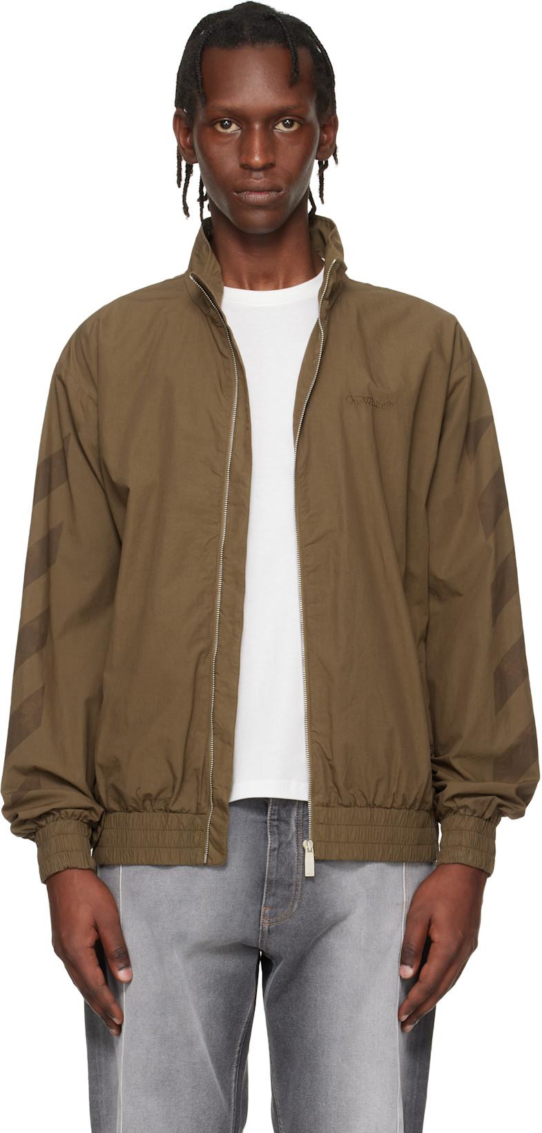 Khaki Diagonal Cotton Track Jacket by OFF-WHITE