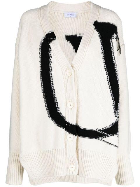 Maxi logo-intarsia wool cardigan by OFF-WHITE