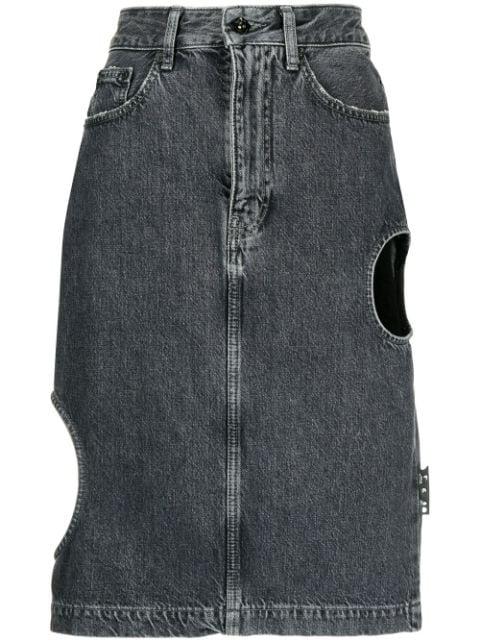 Meteor denim pencil skirt by OFF-WHITE