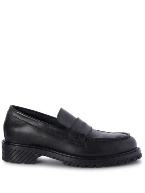 Military logo-debossed leather loafers by OFF-WHITE