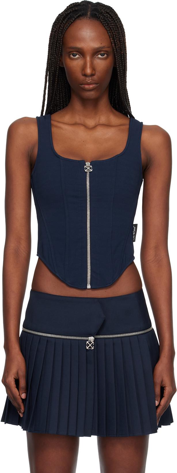 Navy Heavy Jer Corset Top by OFF-WHITE