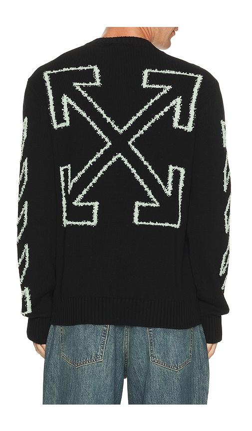 OFF-WHITE Fuzzy Knit Crew Neck Sweater in Black by OFF-WHITE