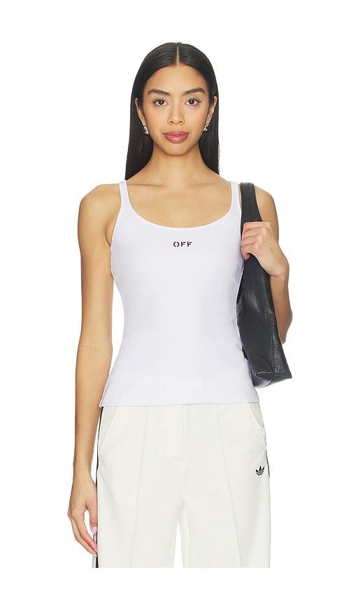 OFF-WHITE Off Stamp Rib Tank Top in White by OFF-WHITE