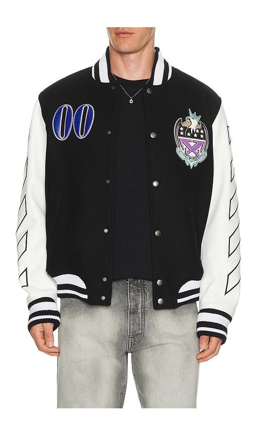 OFF-WHITE Royal Jewels Wool Varsity Jacket in Black by OFF-WHITE