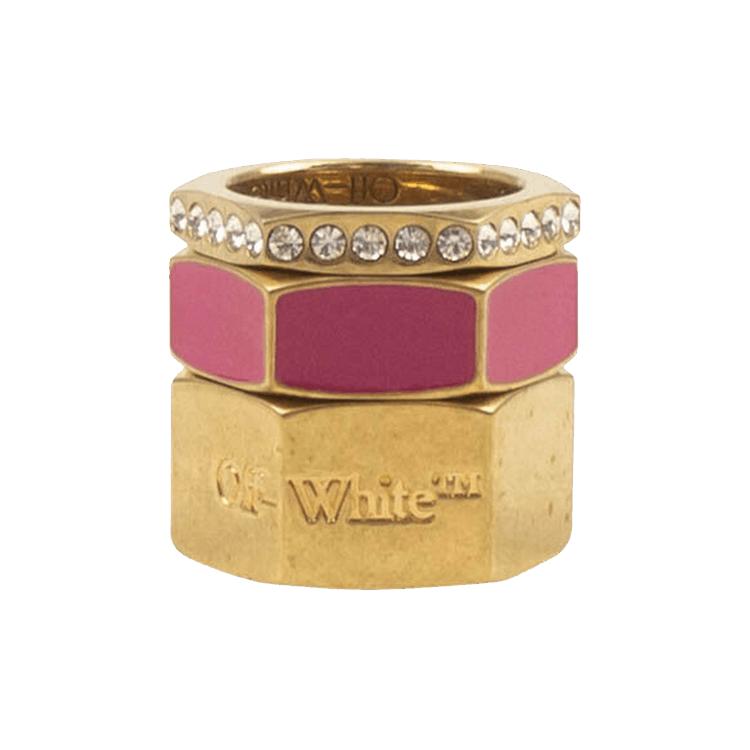 Off-White Strass Hexnut Ring Set 'Pink' by OFF-WHITE