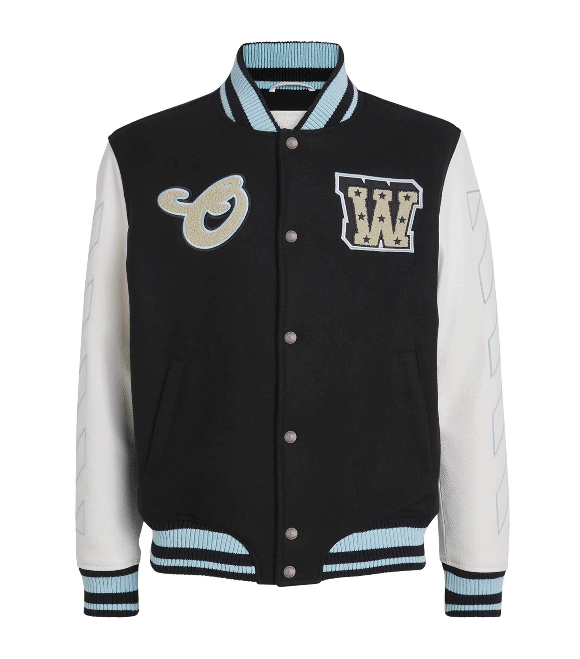 Off-White Wool-Leather Logo Varsity Jacket by OFF-WHITE