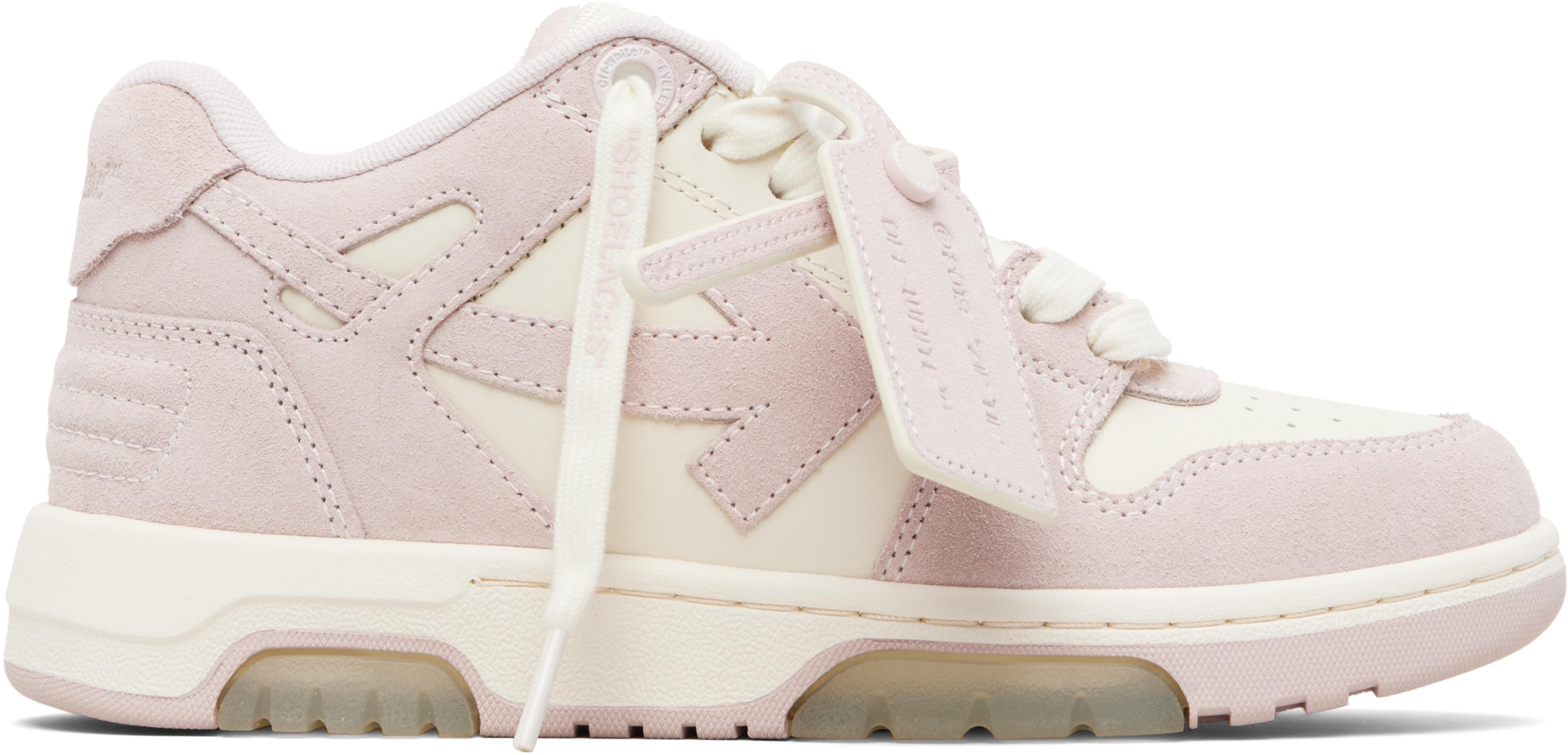 Pink Out Of Office Calf & Suede Sneakers by OFF-WHITE