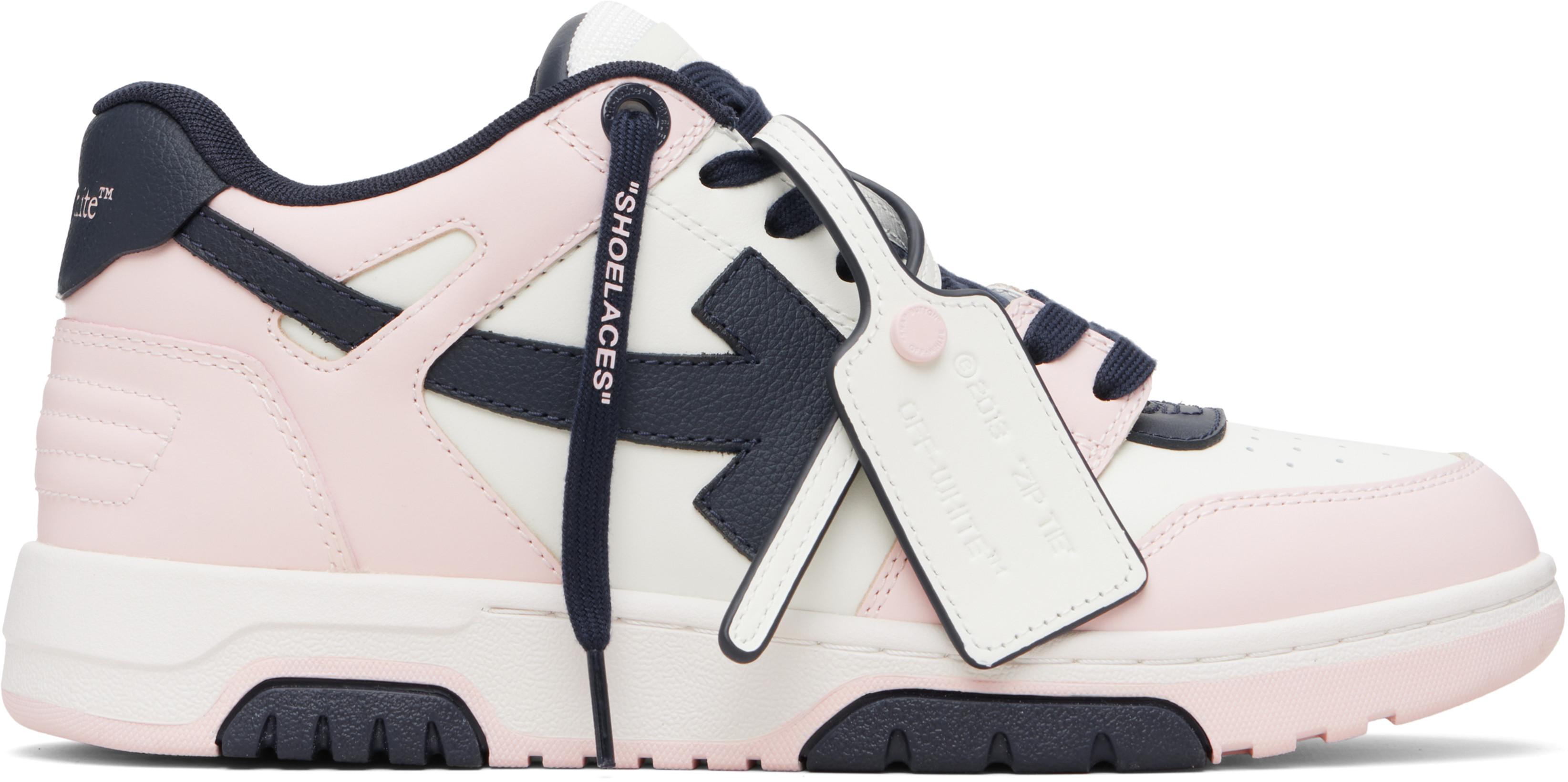 Pink & Navy 'Out Of Office' Calf Leather Sneakers by OFF-WHITE