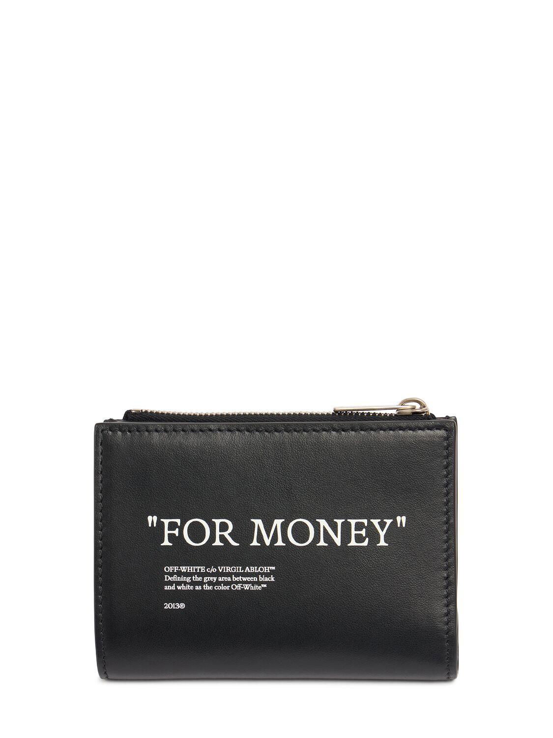 Quote Bifold Leather Zip Wallet by OFF-WHITE