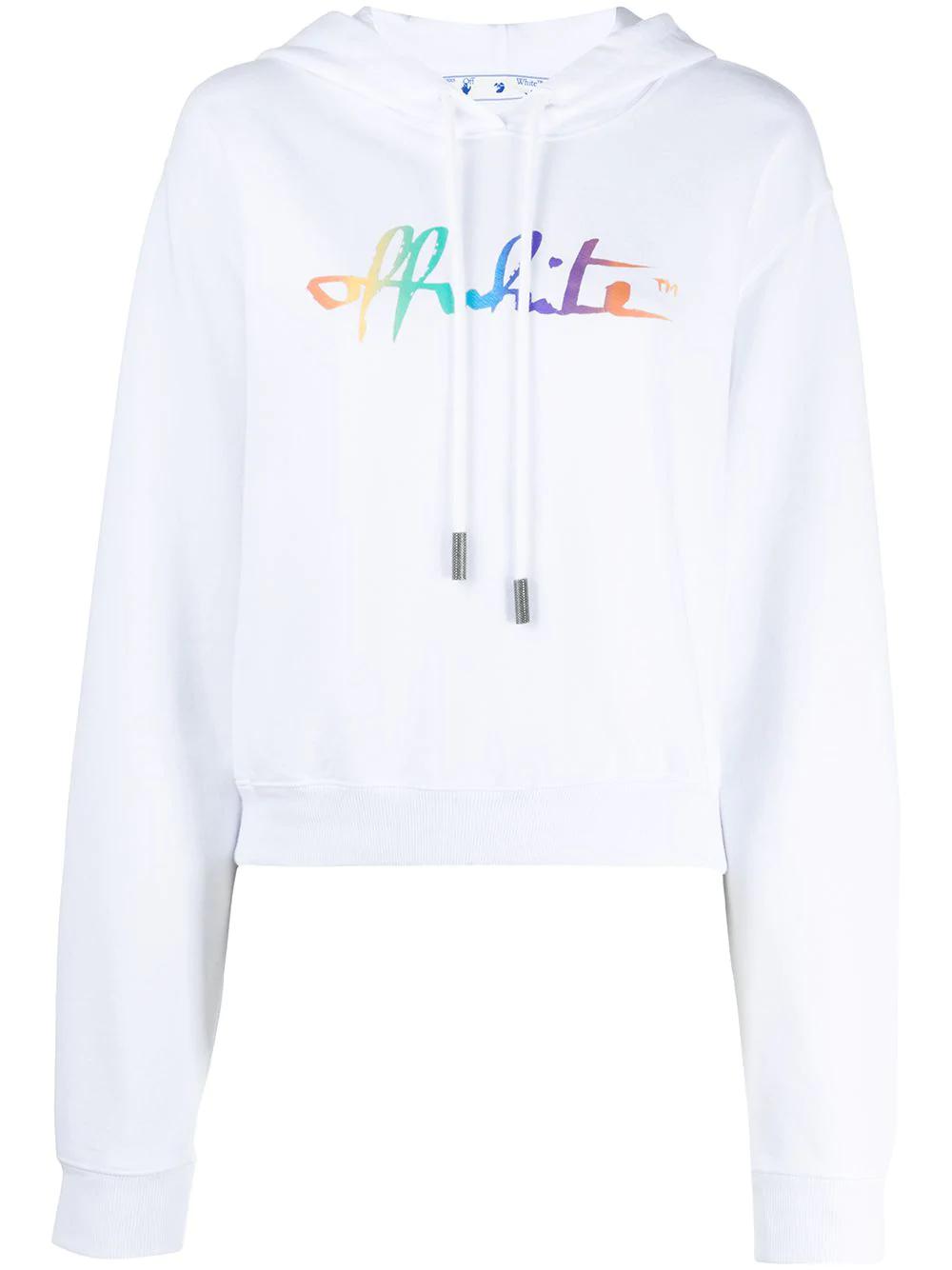 Rainbow logo print cropped hoodie by OFF-WHITE