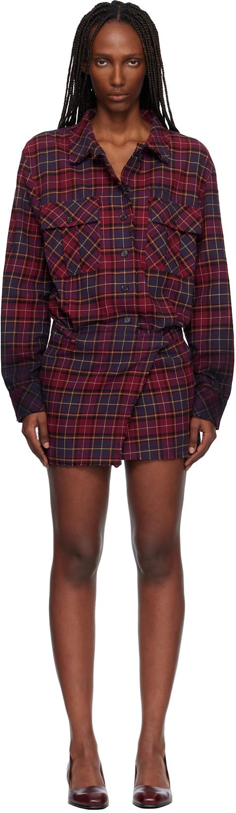 Red Check Flannel Arrow Minidress by OFF-WHITE