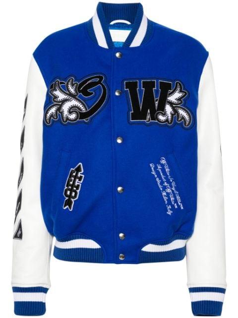 Royal logo-appliqué varsity jacket by OFF-WHITE