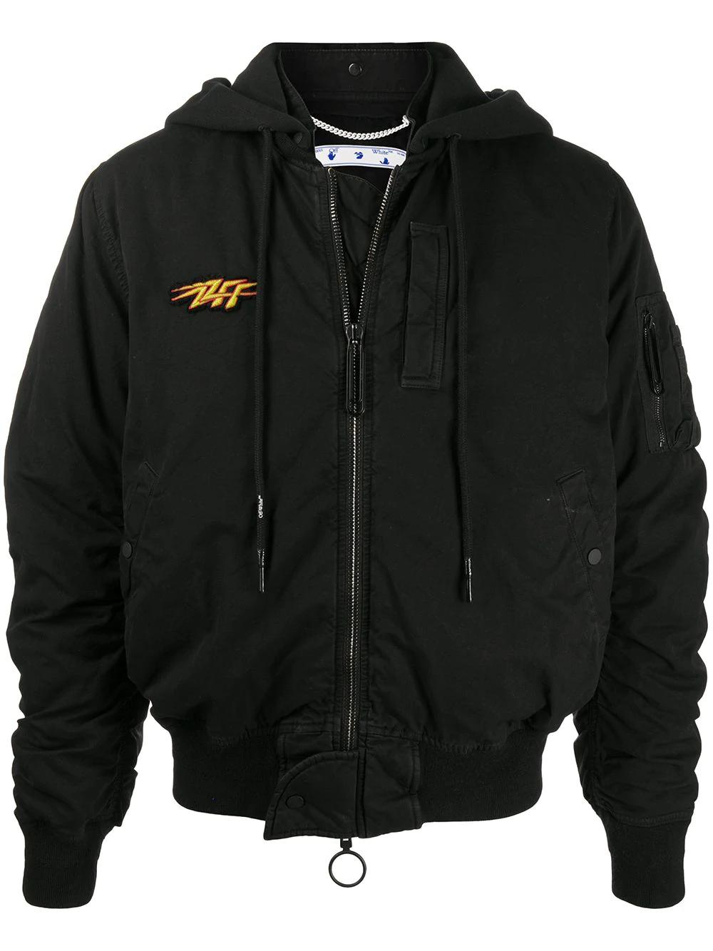 Stencil Arrows-motif hoodied bomber jacket by OFF-WHITE