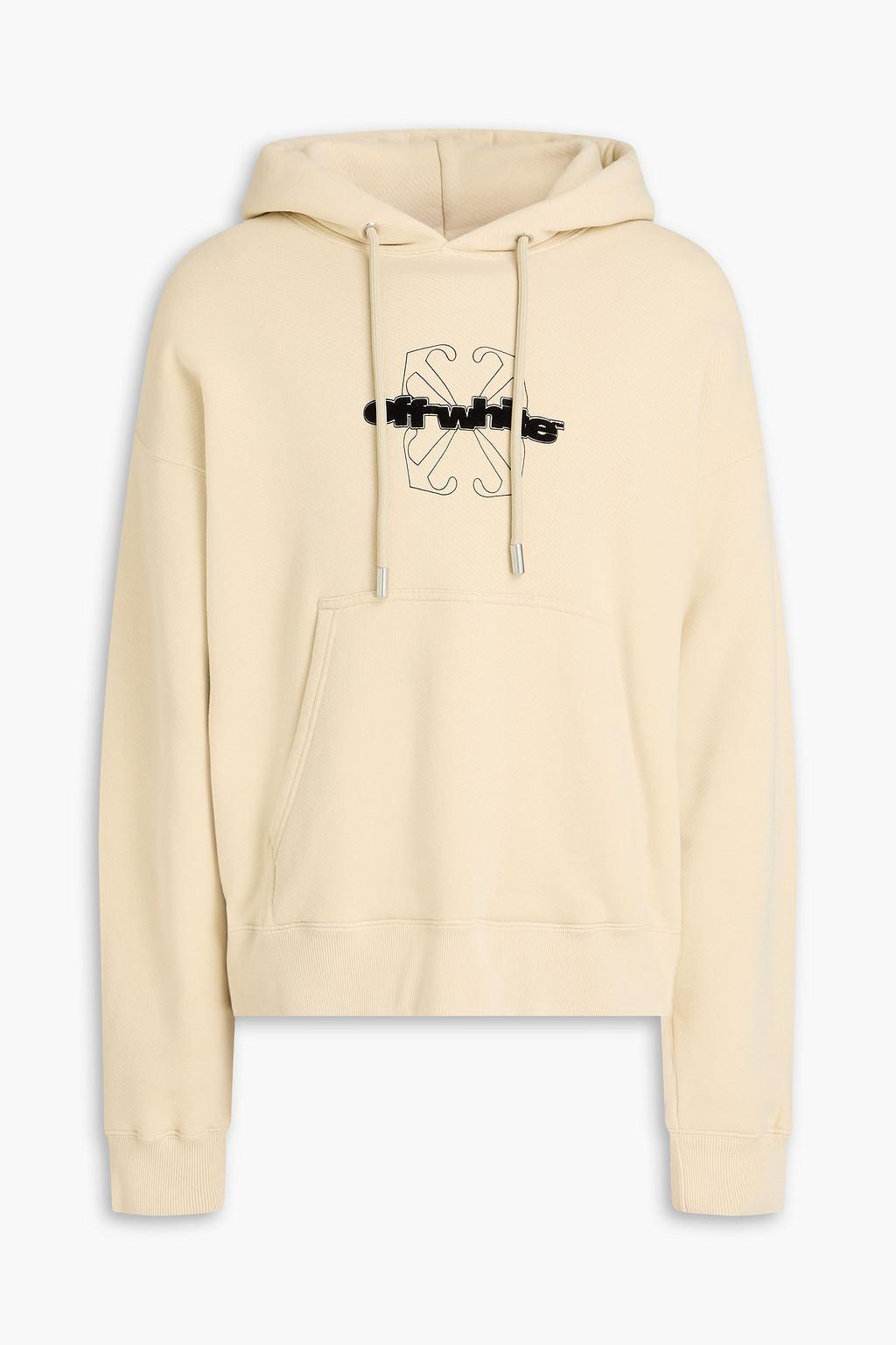 Flocked French cotton-terry hoodie by OFF-WHITE(TM) Flocked French cotton-terry hoodie by OFF-WHITE(TM)