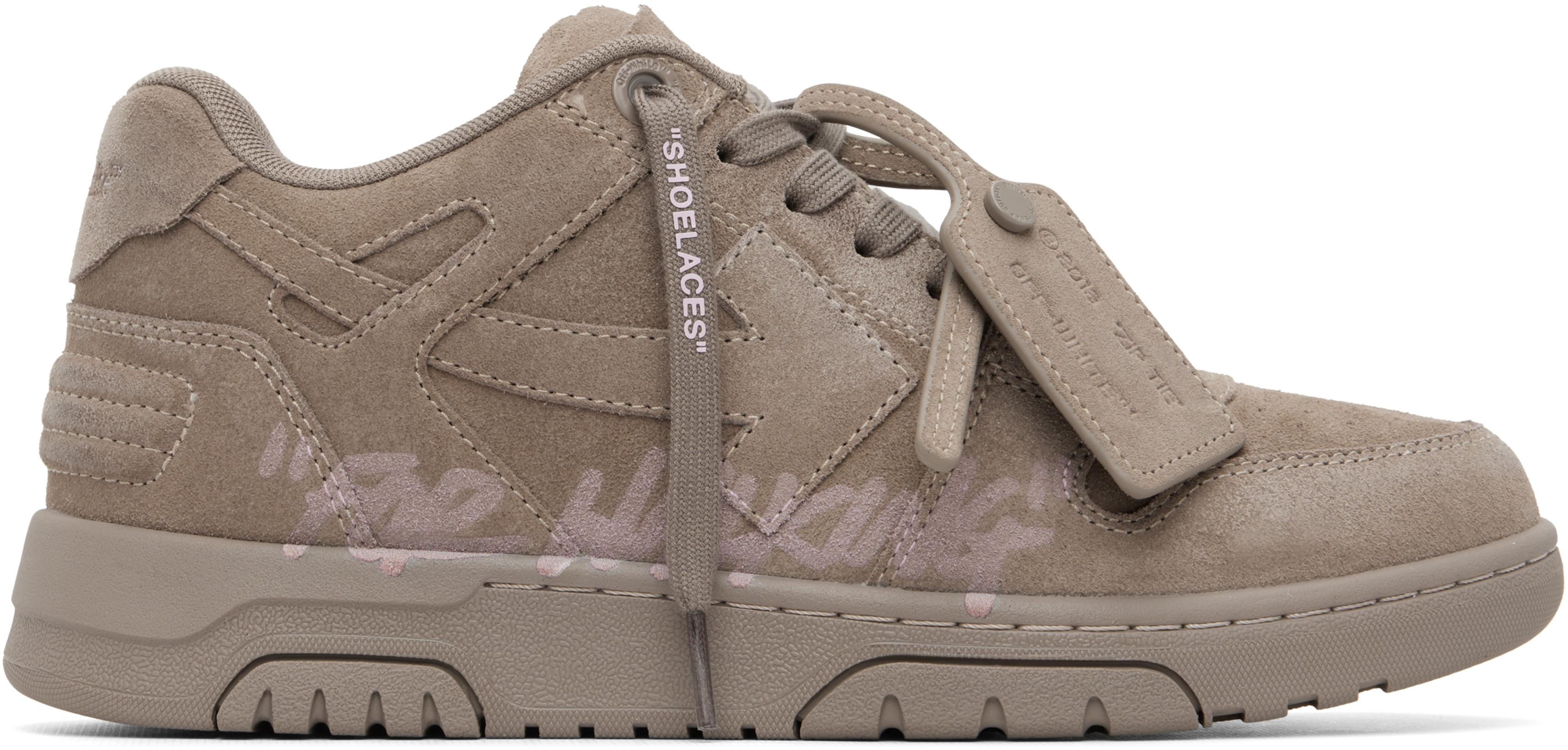 Taupe Out Of Office "For Walking" Suede Sneakers by OFF-WHITE