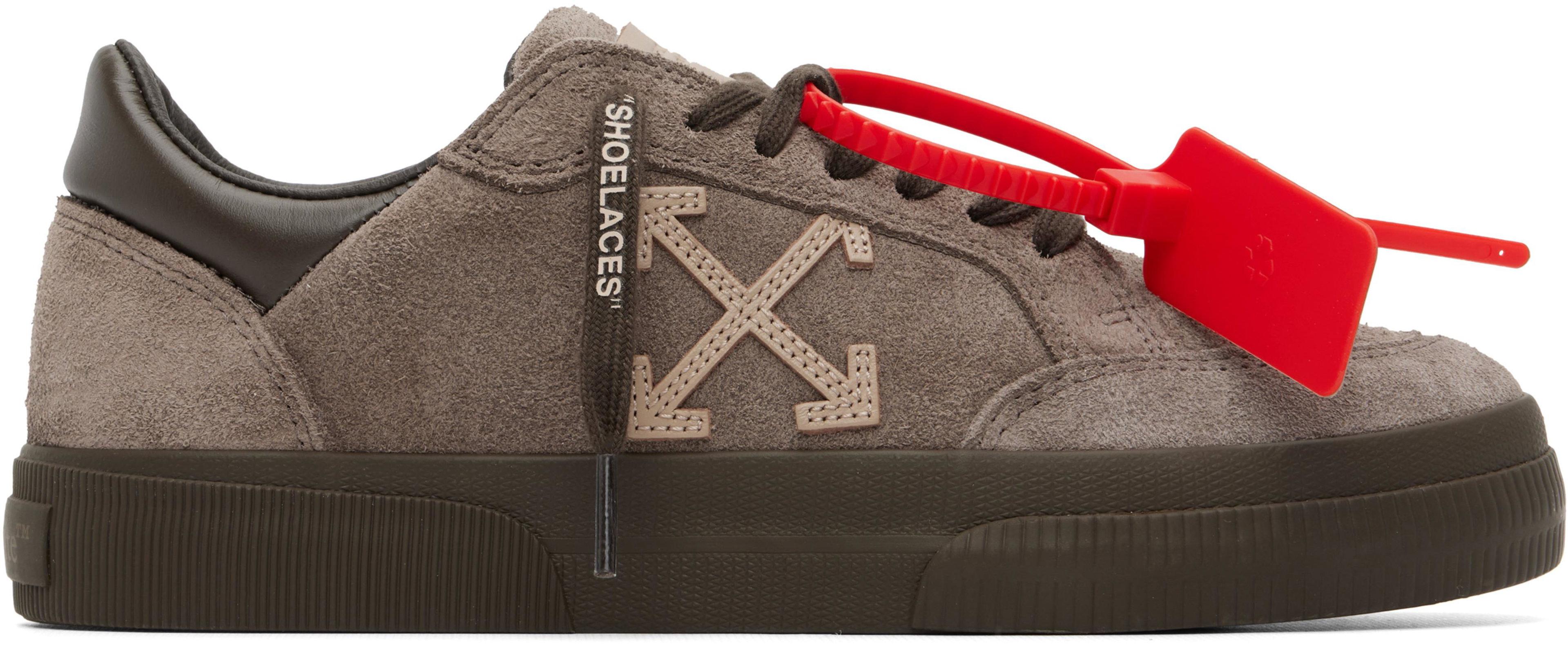 Taupe Vulcanized Low Suede Sneakers by OFF-WHITE