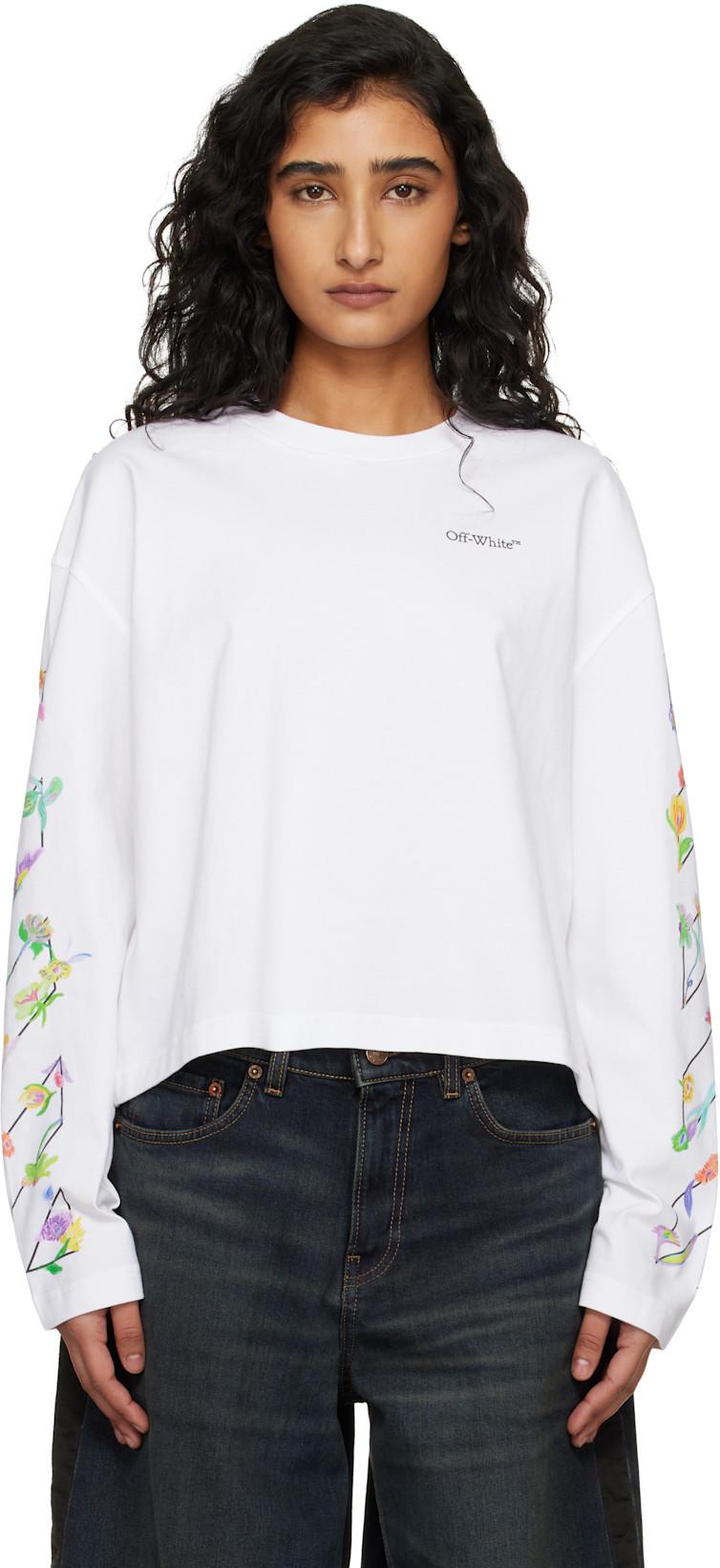 White Diagonal Glowing Flower T-shirt by OFF-WHITE