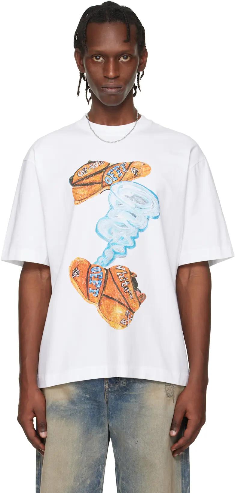 White Gregory Shimada Edition Diagonal Skate T-shirt by OFF-WHITE