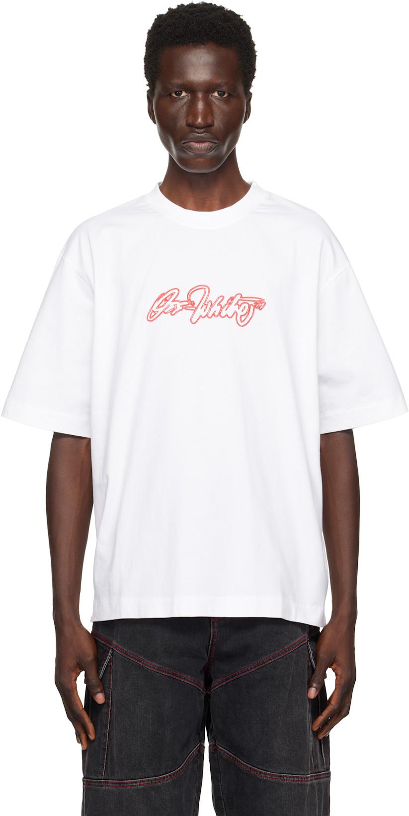 White Script Outline Skate T-shirt by OFF-WHITE