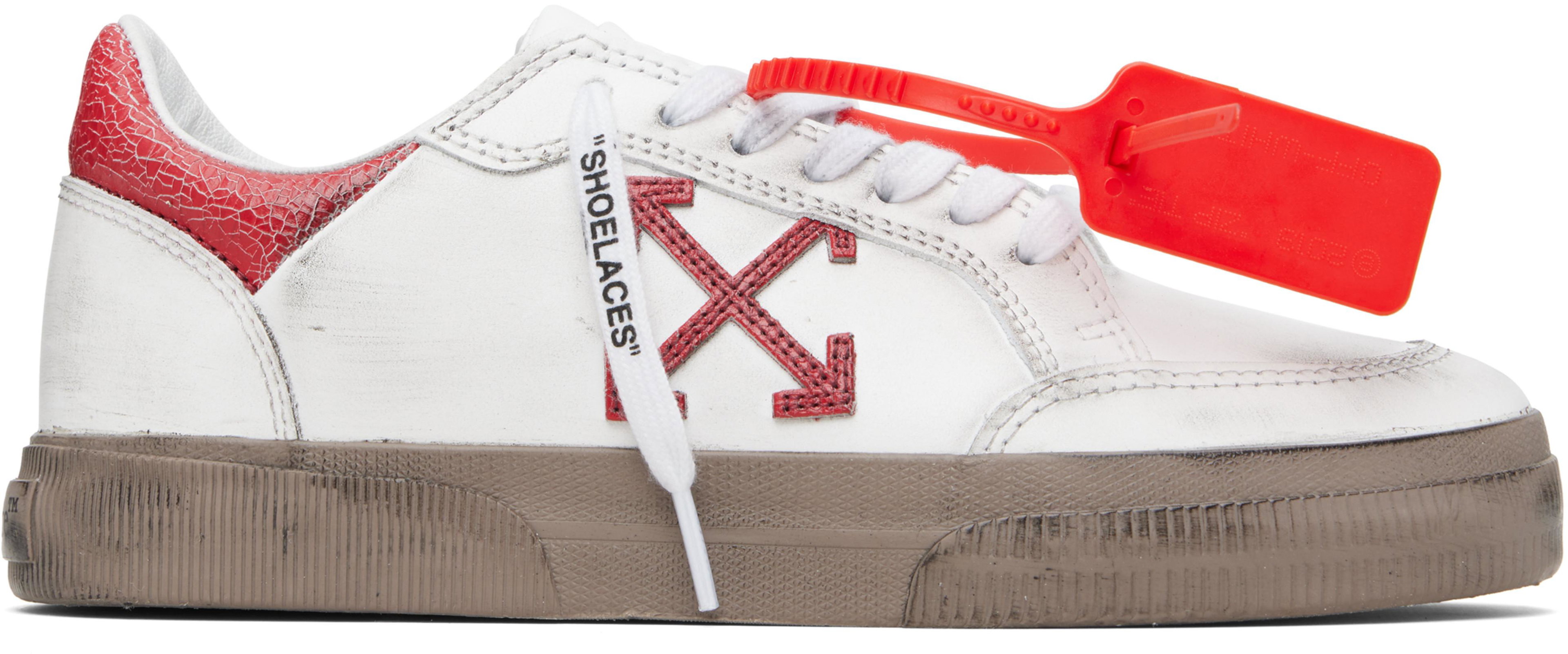 White Vulcanized Low Calf Vintage Sneakers by OFF-WHITE
