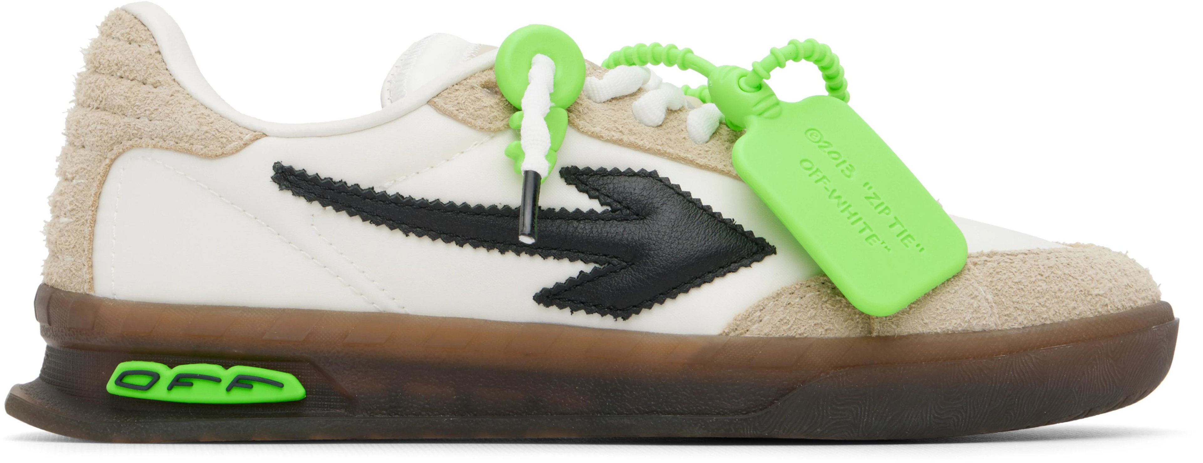 White & Beige New Slim Sneakers by OFF-WHITE