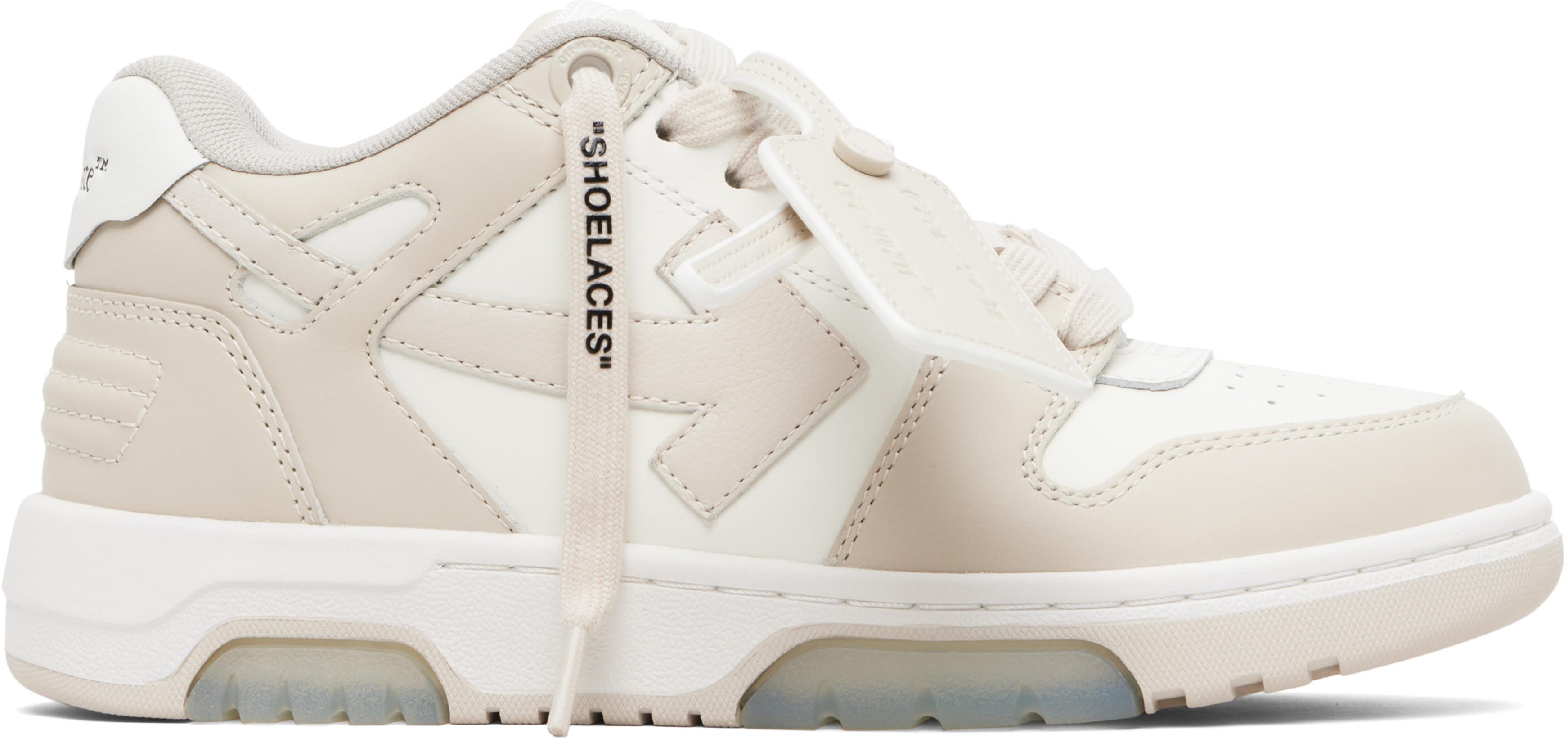 White & Beige Out Of Office Sneakers by OFF-WHITE