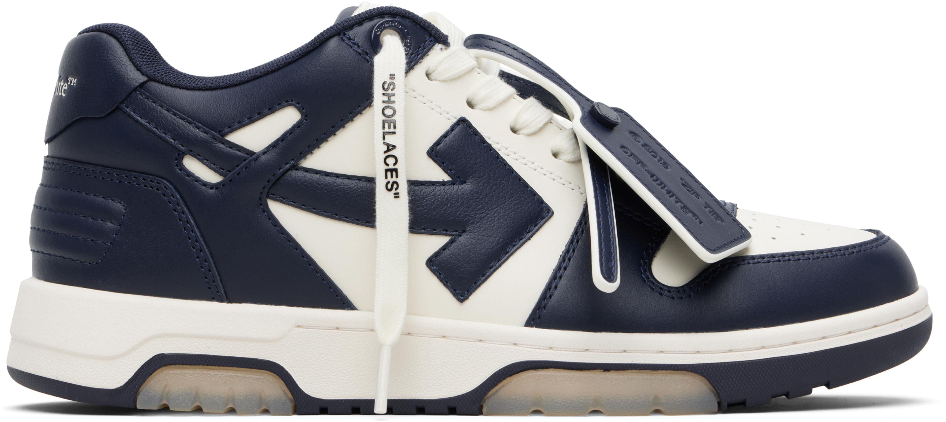 White & Navy Out Of Office Sneakers by OFF-WHITE