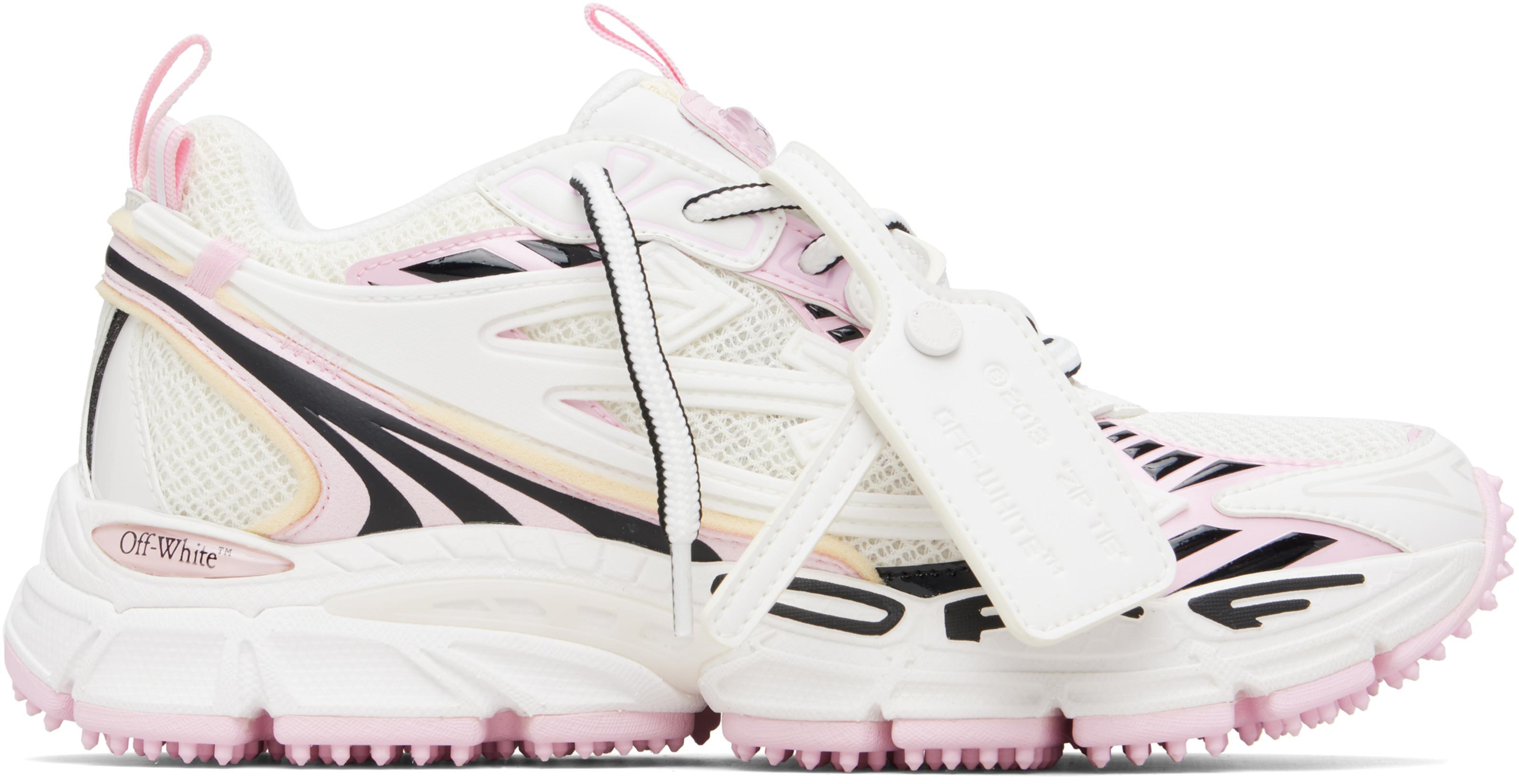 White & Pink 'Be Right Back' Sneakers by OFF-WHITE