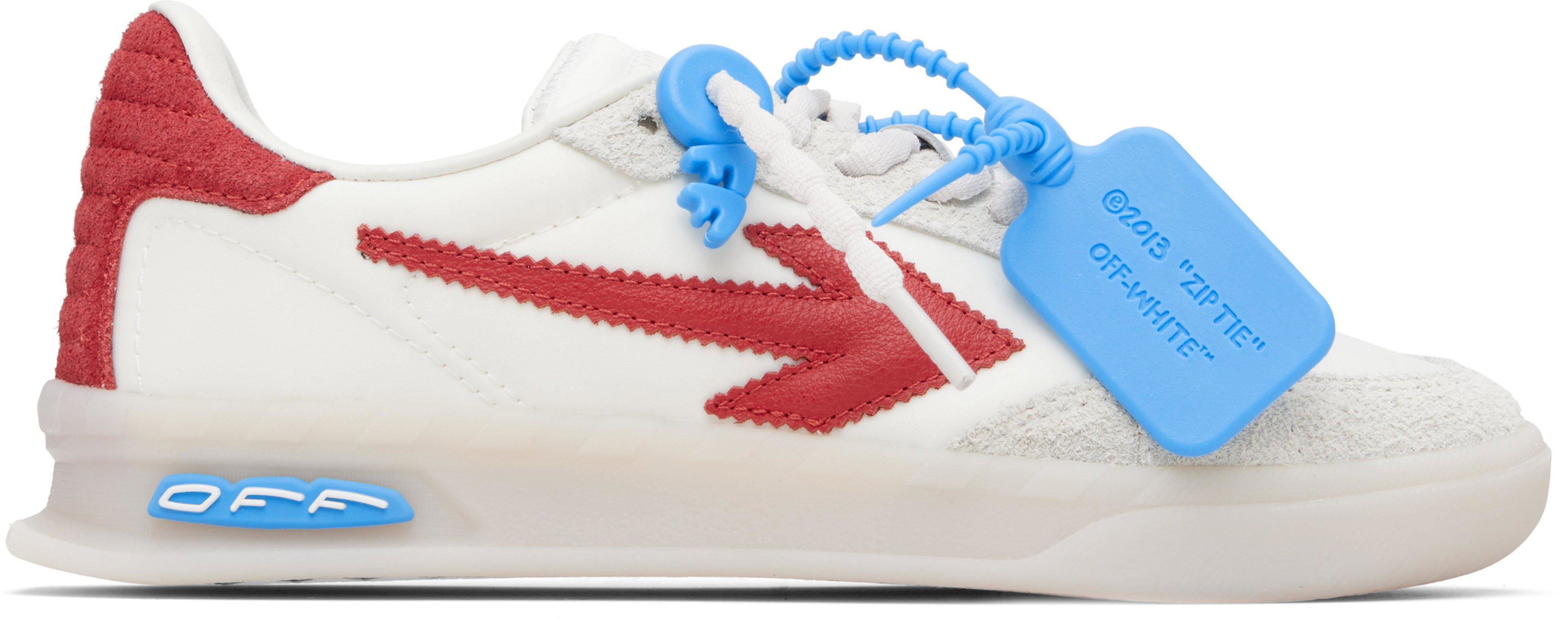 White & Red New Slim Sneakers by OFF-WHITE