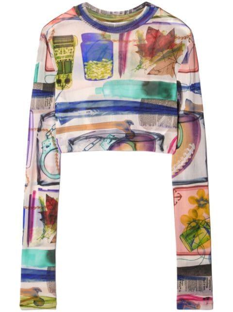 X-ray semi-sheer cropped T-shirt by OFF-WHITE